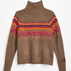 Lou & Grey for Loft wool blend Fair Isle turtleneck sweater